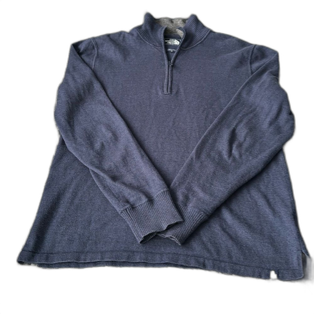 The North Face 1/4 Zip Wool Cotton Fleece Navy Size Medium